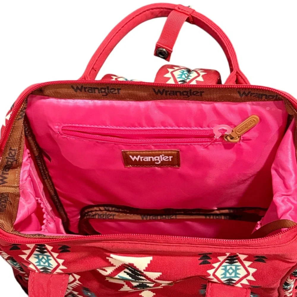 Wrangler Aztec Southwestern Print Zip Up Diaper Bag Backpack Travel Bag